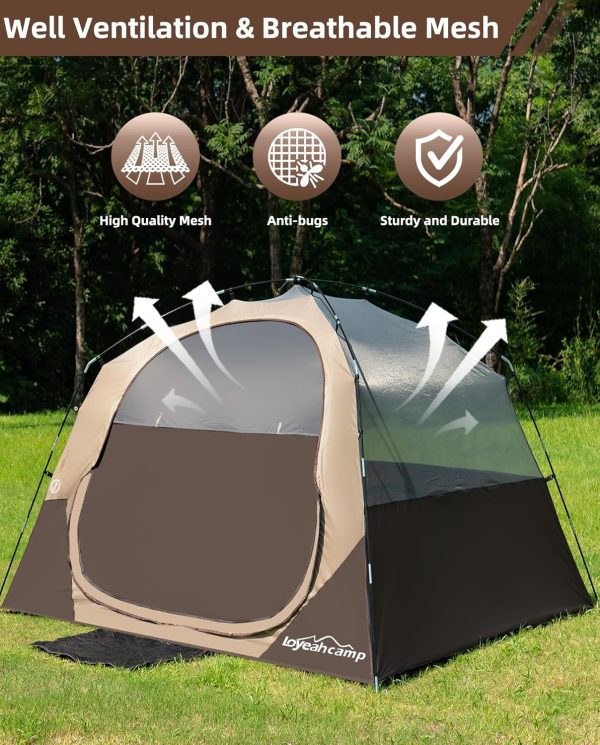 4 Person Blackout Camping Tent, Easy Setup Waterproof Family Dome Tent for Camping with Rainfly, Portable Double Layer Large Family Tent for Outdoor Camping&Hiking - Image 5