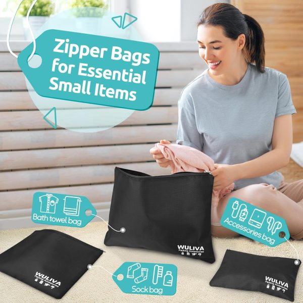 ALL INCLUDED - 12 Set Packing Cubes for Suitcases Carry On, Travel Essentials/Accessories Luggage Organizer Bags Set, Includes Cubes, Shoes Bag, Matte Cosmetic Bag, Laundry Bag (Black) - Image 3
