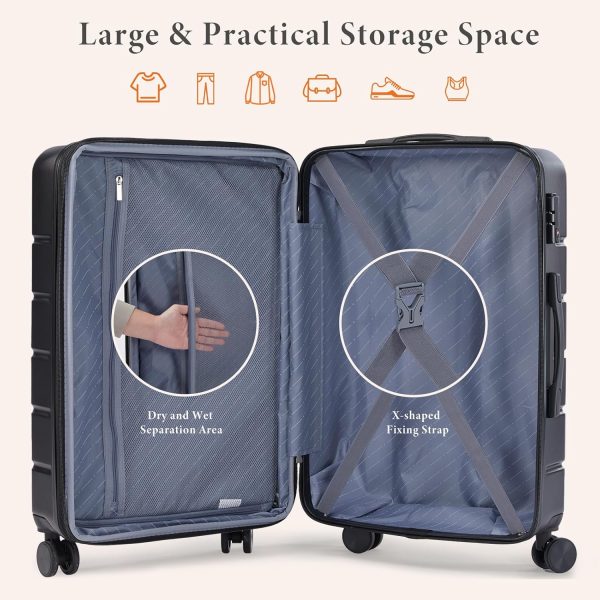 Sweetcrispy 20 inch Carry on Luggage, Hard Shell ABS Suitcase with Double Spinner Wheels, Lightweight Expandable Rolling Suit Case with TSA Lock - Image 5