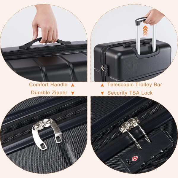Sweetcrispy 20 inch Carry on Luggage, Hard Shell ABS Suitcase with Double Spinner Wheels, Lightweight Expandable Rolling Suit Case with TSA Lock - Image 6