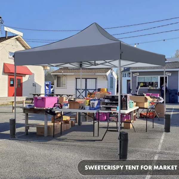 Sweetcrispy Canopy Tent 10x10 Pop Up Canopy Heavy Duty Canopy Tents for Parties Backyard Waterproof Portable Tent Pop Up Shade Canopy with Sand Bags Dark Grey - Image 3